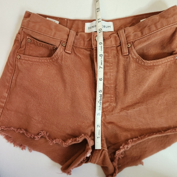 Denim Forum The Ex-Boyfriend Short frayed hem button fly rust brown 24 jean - Picture 12 of 13